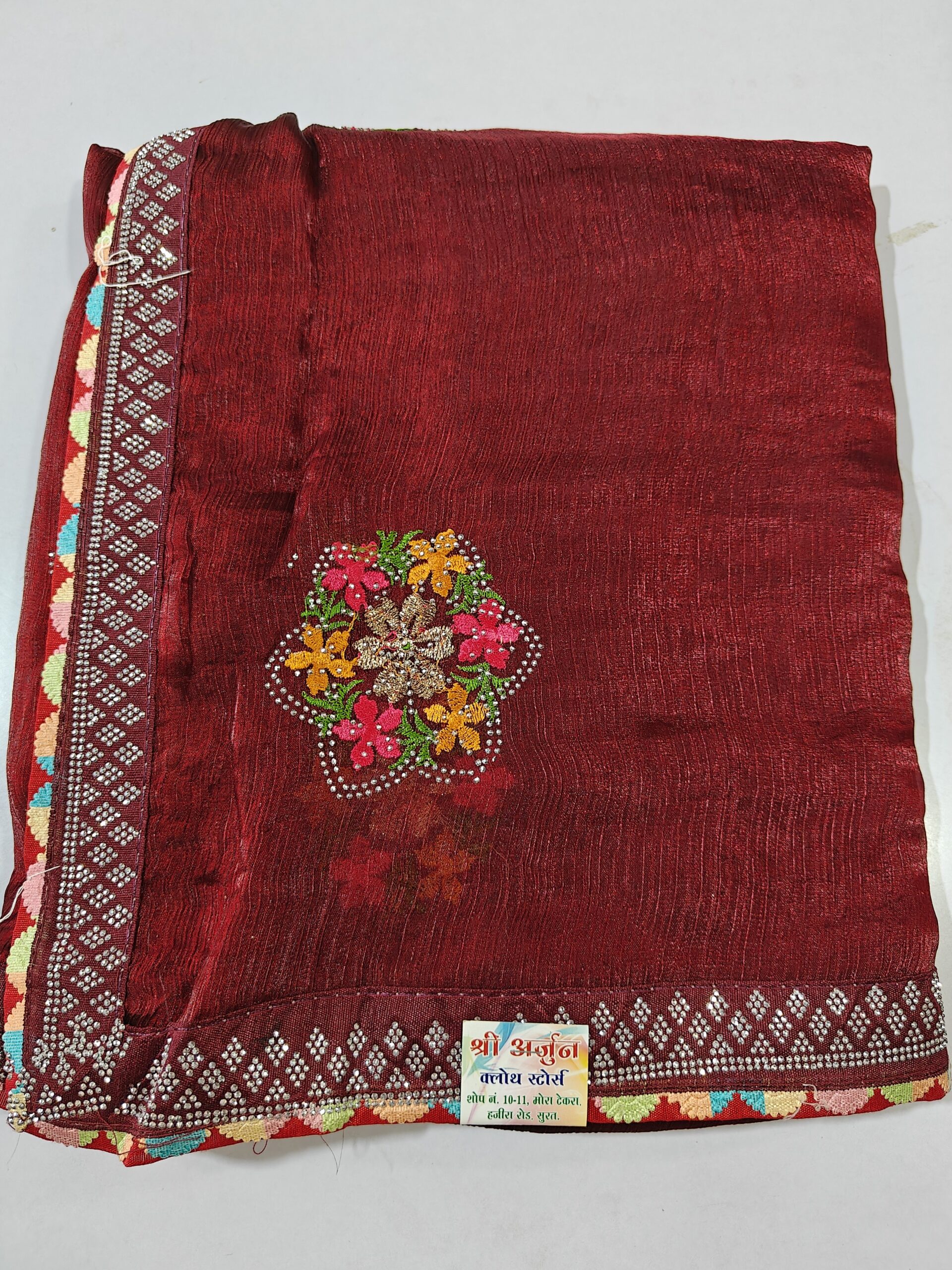 Beautiful Fendy Fabric Saree with Resham Dhaga & Stone Work Premium Party Wear ✨ - Image 9