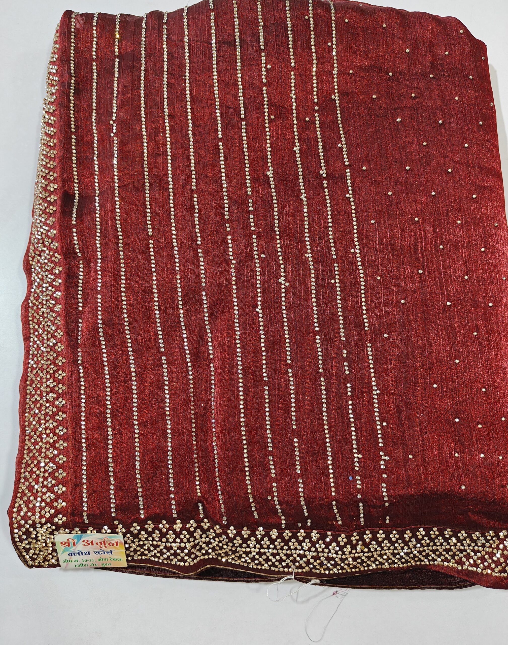 Handcrafted Stone Work Designer Saree with Premium Crystal Embellishments - Image 6