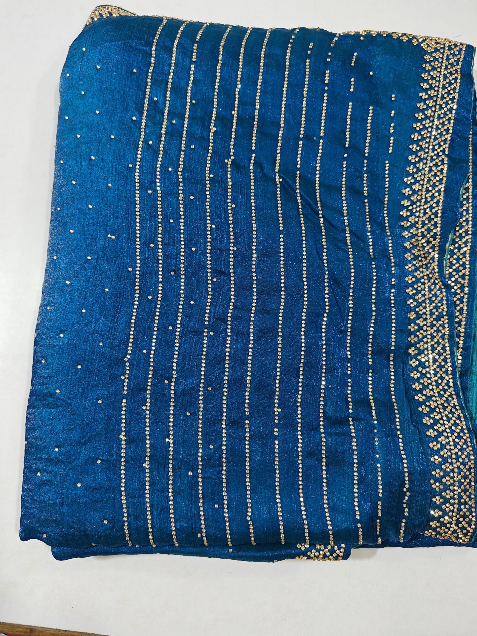 Handcrafted Stone Work Designer Saree with Premium Crystal Embellishments - Image 5