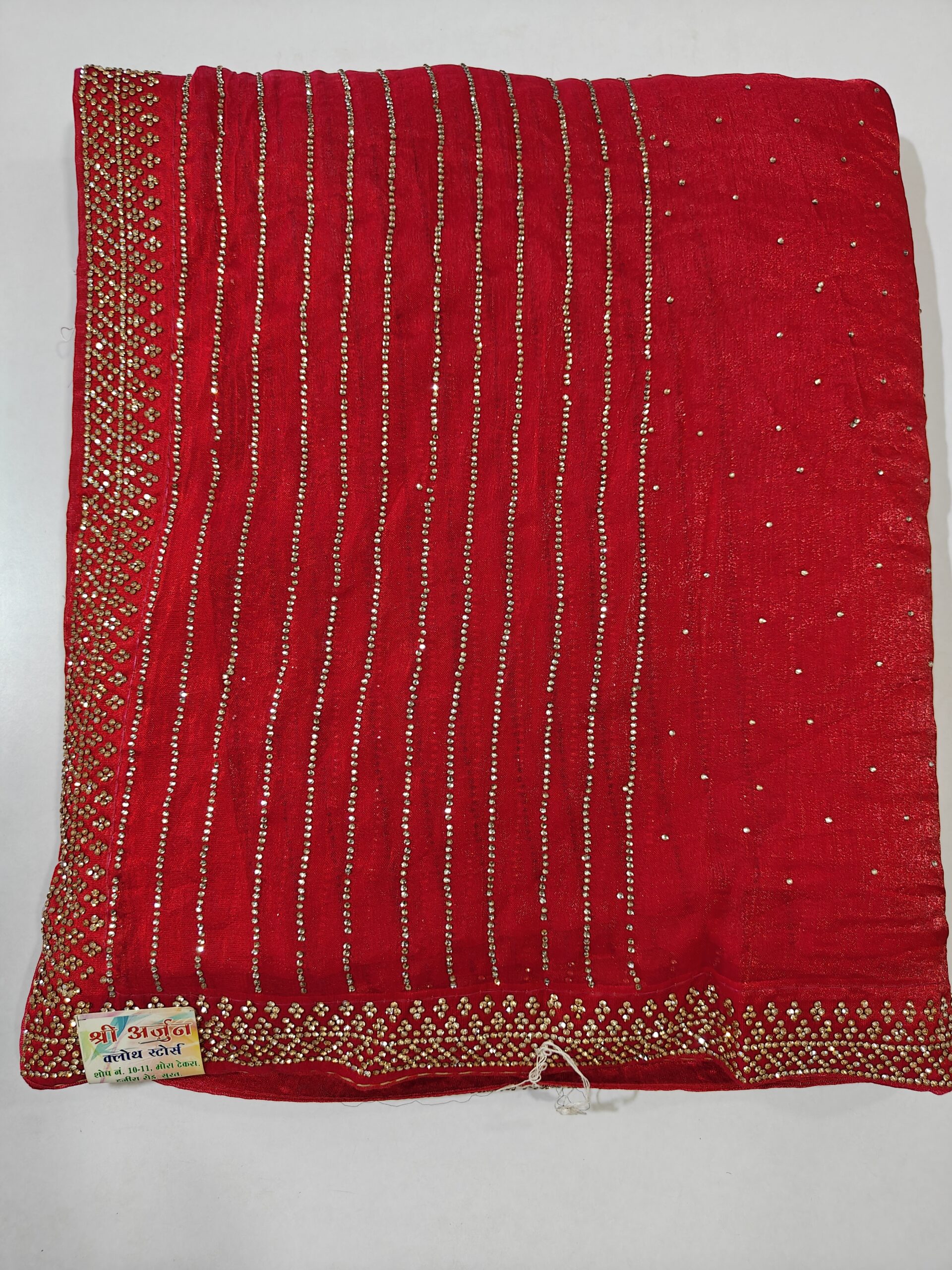 Handcrafted Stone Work Designer Saree with Premium Crystal Embellishments - Image 4
