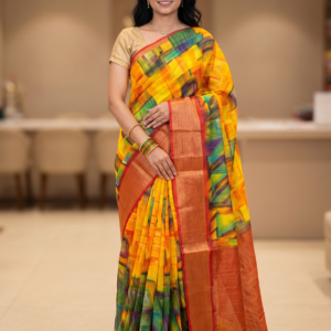 Beautiful Yellow Multicolour Chanderi Cotton Saree | Soft Lightweight Cotton | Elegant Printed Traditional & Casual Wear Saree