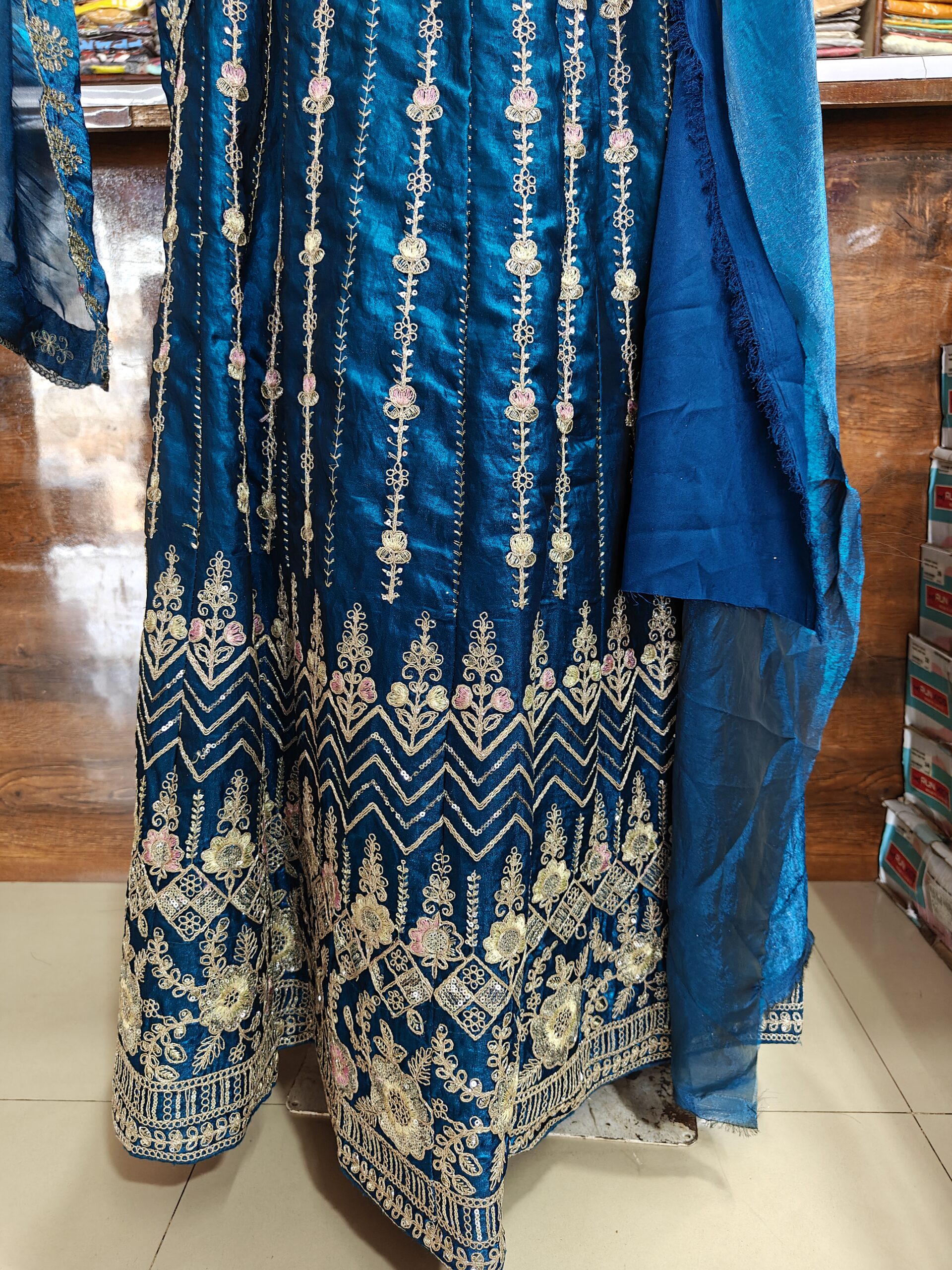 Beautiful Royal Blue Lehenga ✨ Zari & Sitara Hand Work | Wedding & Party Wear Floral Designer Lehenga - Image 2