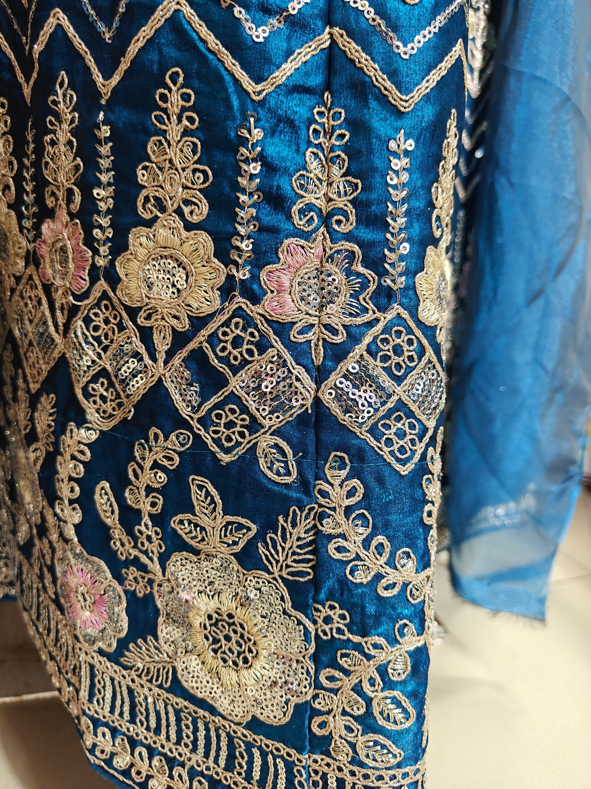 Beautiful Royal Blue Lehenga ✨ Zari & Sitara Hand Work | Wedding & Party Wear Floral Designer Lehenga - Image 3