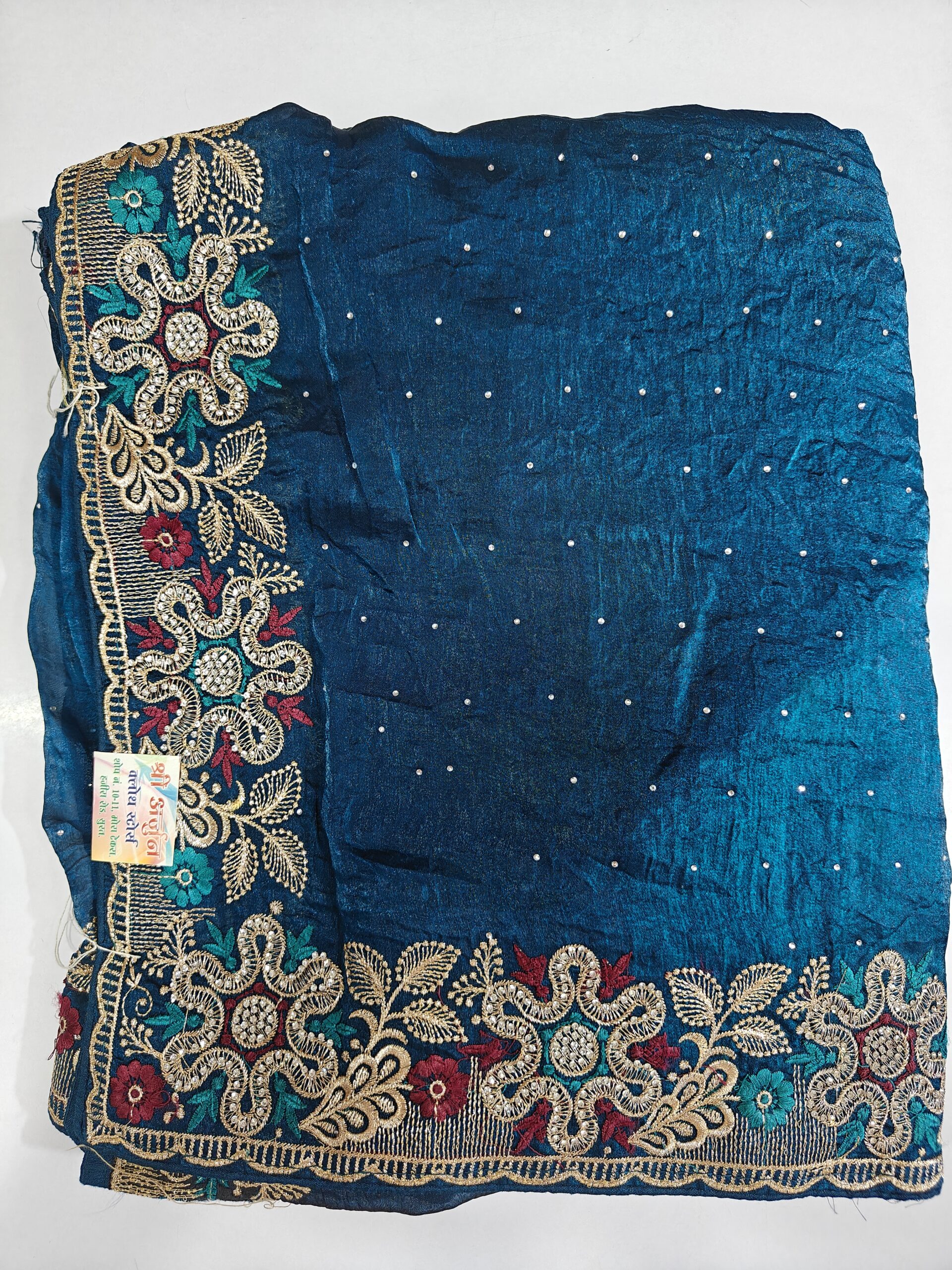 Rani Pink Fendy Fabric Saree with Heavy Zari, Resham Thread & Stone Work Border | Designer Party Wear, Wedding & Festive Saree for Women - Image 5