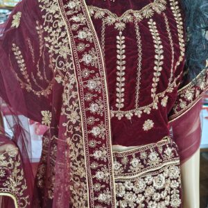 luxury-maroon-velvet-bridal-lehenga-%e2%9c%a8-heavy-zari-sequins-floral-embroidery-wedding-bridal-party-wear