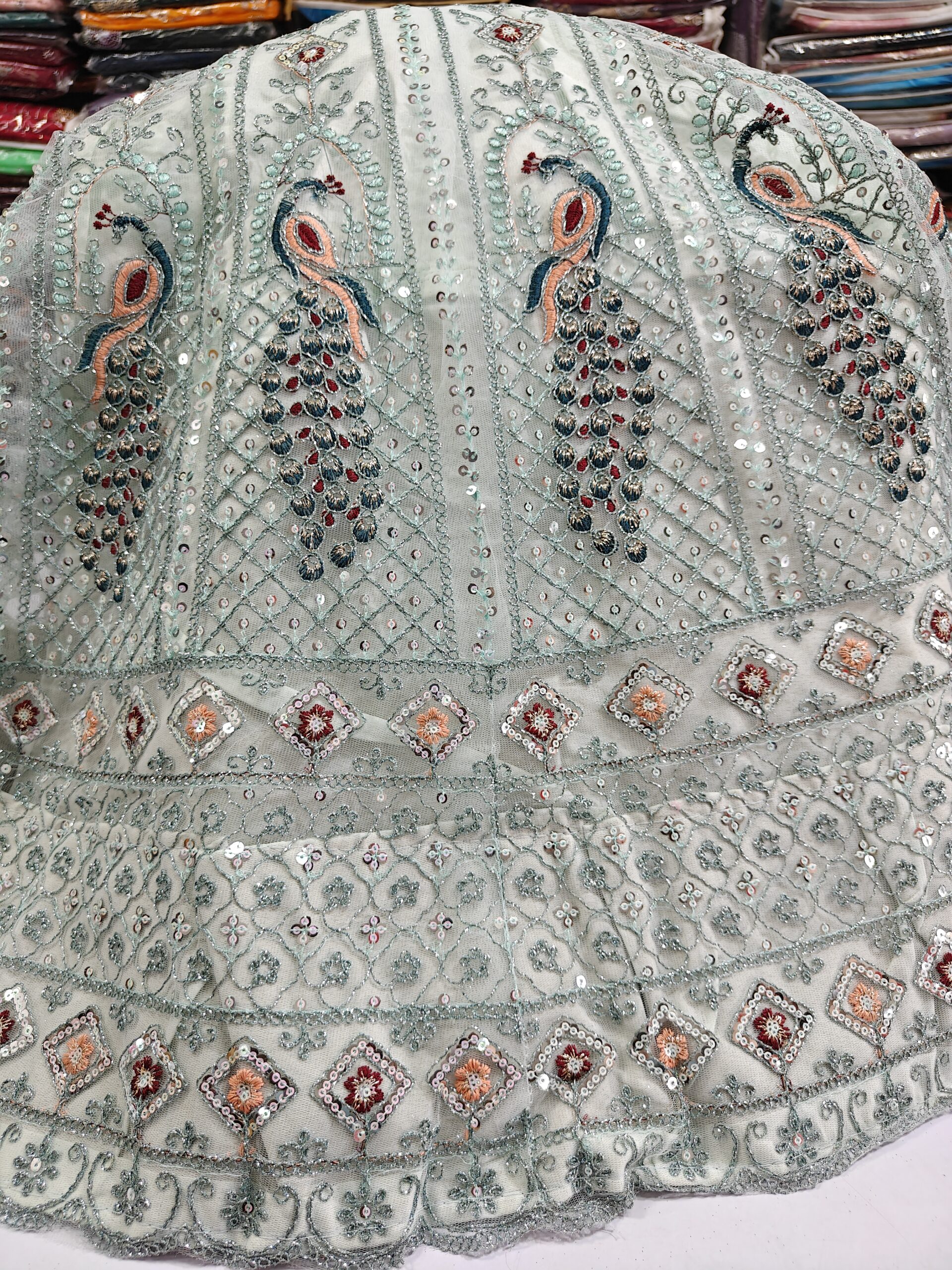 Elegant Lavender Net Embroidered Lehenga Choli with Peacock Design | Heavy Sequin Work Bridal & Party Wear Lehenga - Image 5