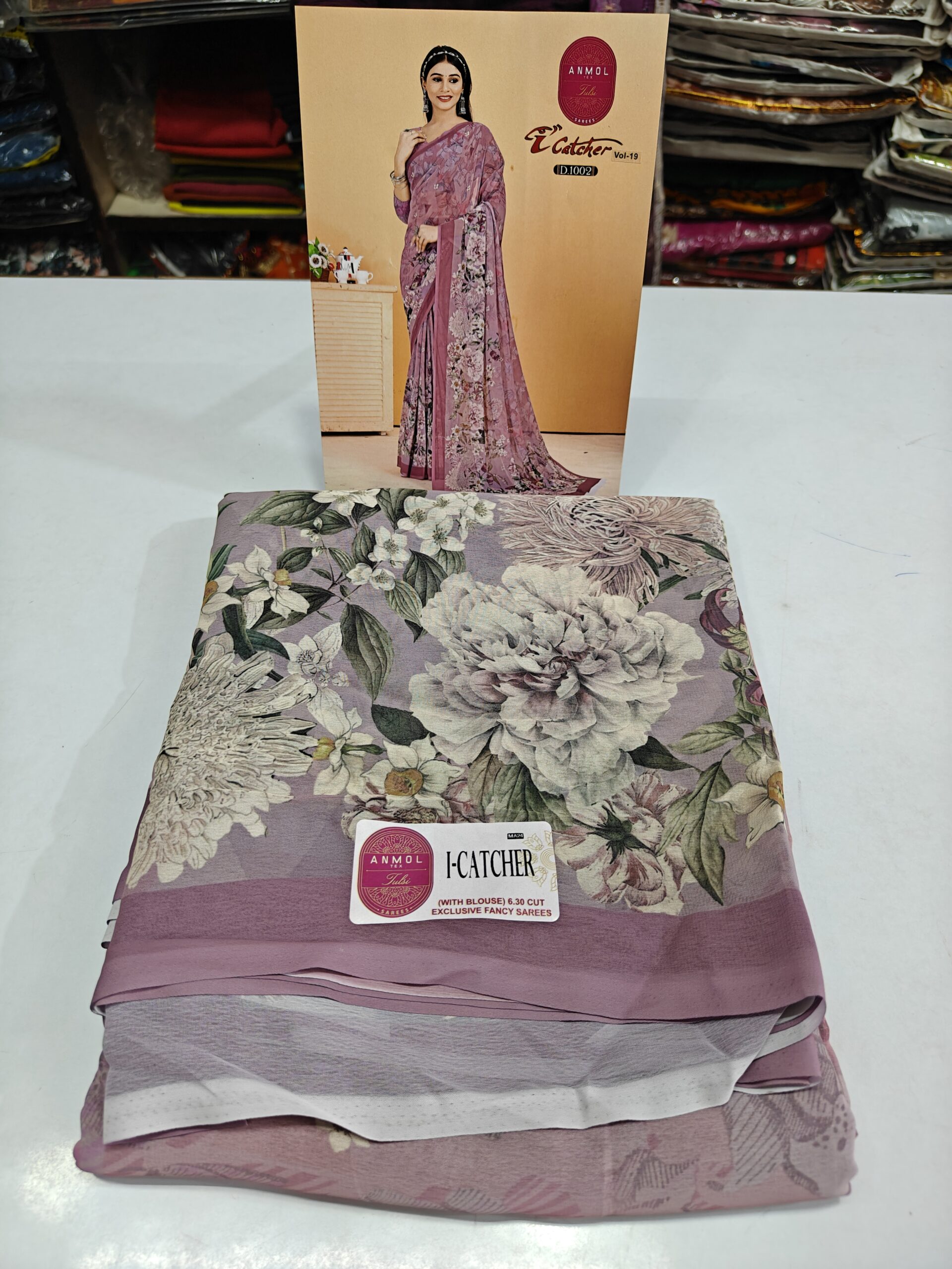 Beautiful Sky Blue Printed Atlas Saree | Soft Floral Print | Lightweight Daily & Party Wear Saree - Image 5