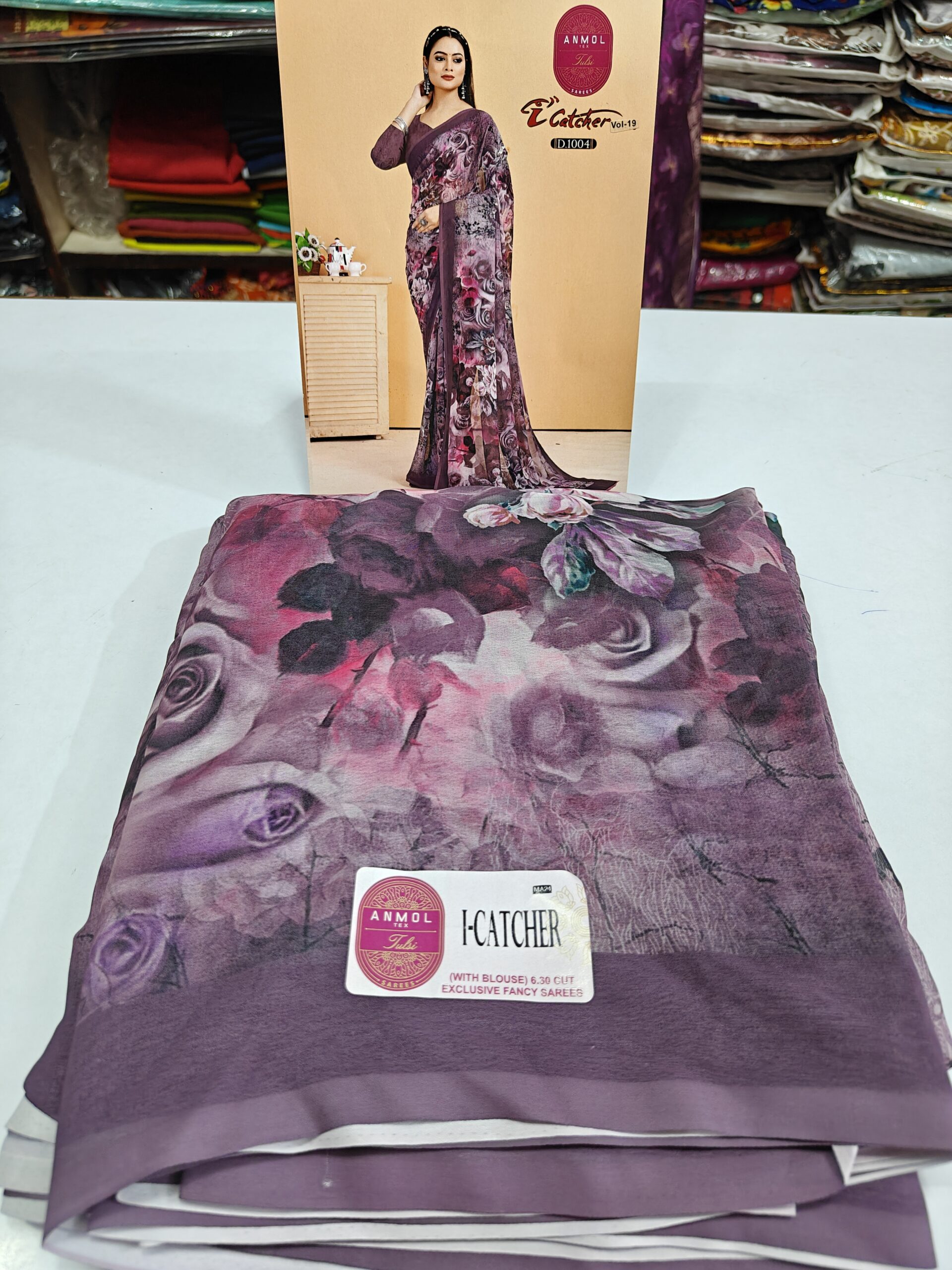 Beautiful Sky Blue Printed Atlas Saree | Soft Floral Print | Lightweight Daily & Party Wear Saree - Image 7
