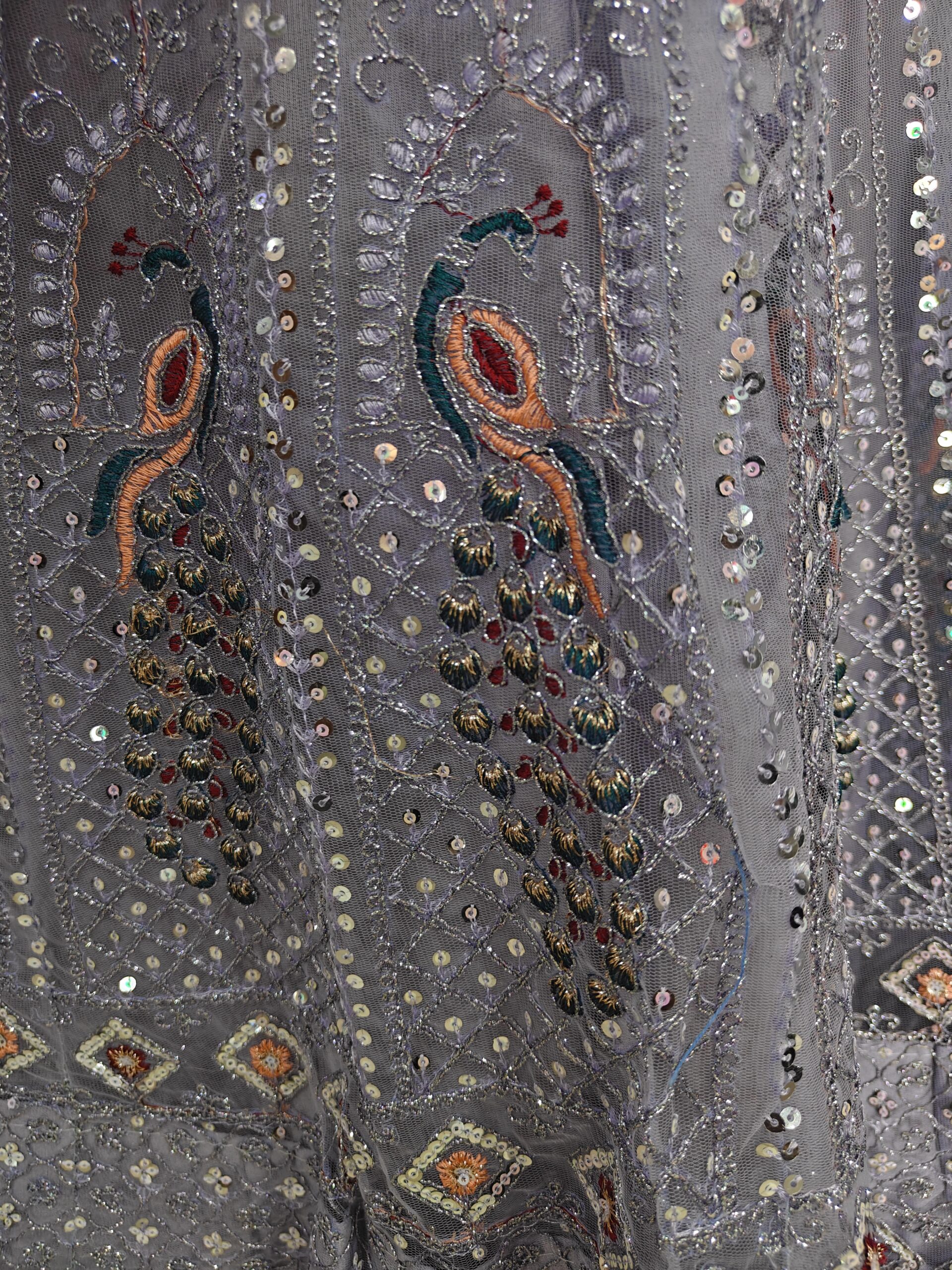 Elegant Lavender Net Embroidered Lehenga Choli with Peacock Design | Heavy Sequin Work Bridal & Party Wear Lehenga - Image 2
