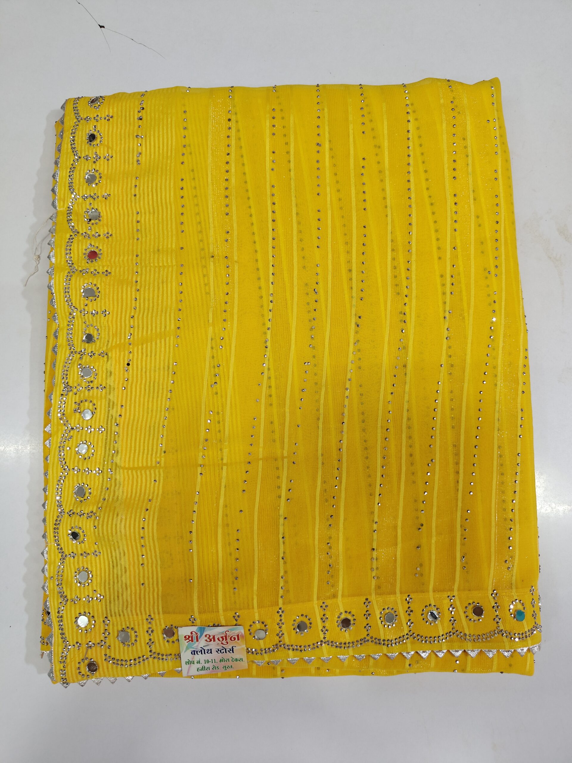 Elegant Light Green Stone Work Saree | Soft Lightweight Fabric | Mirror & Crystal Border Party Wear Saree - Image 7