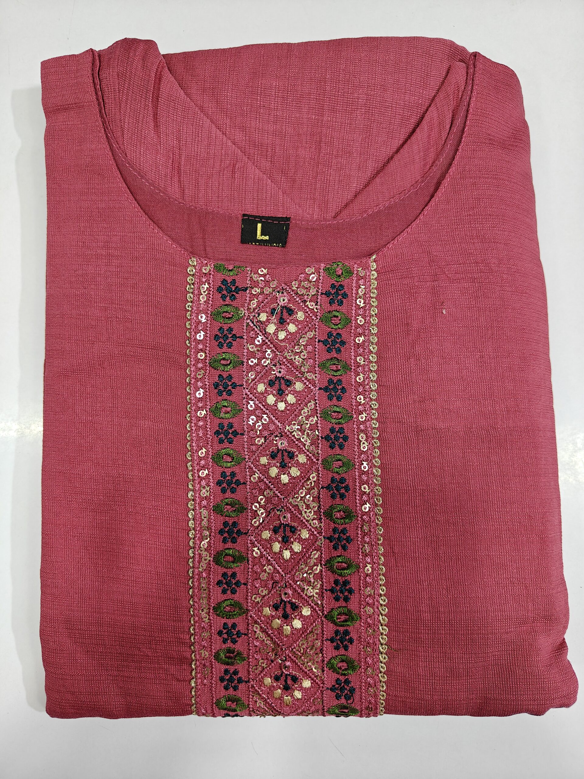 Rani Pink Embroidered Kurti Pant Dupatta Set | Elegant Ethnic Wear for Women - Image 6