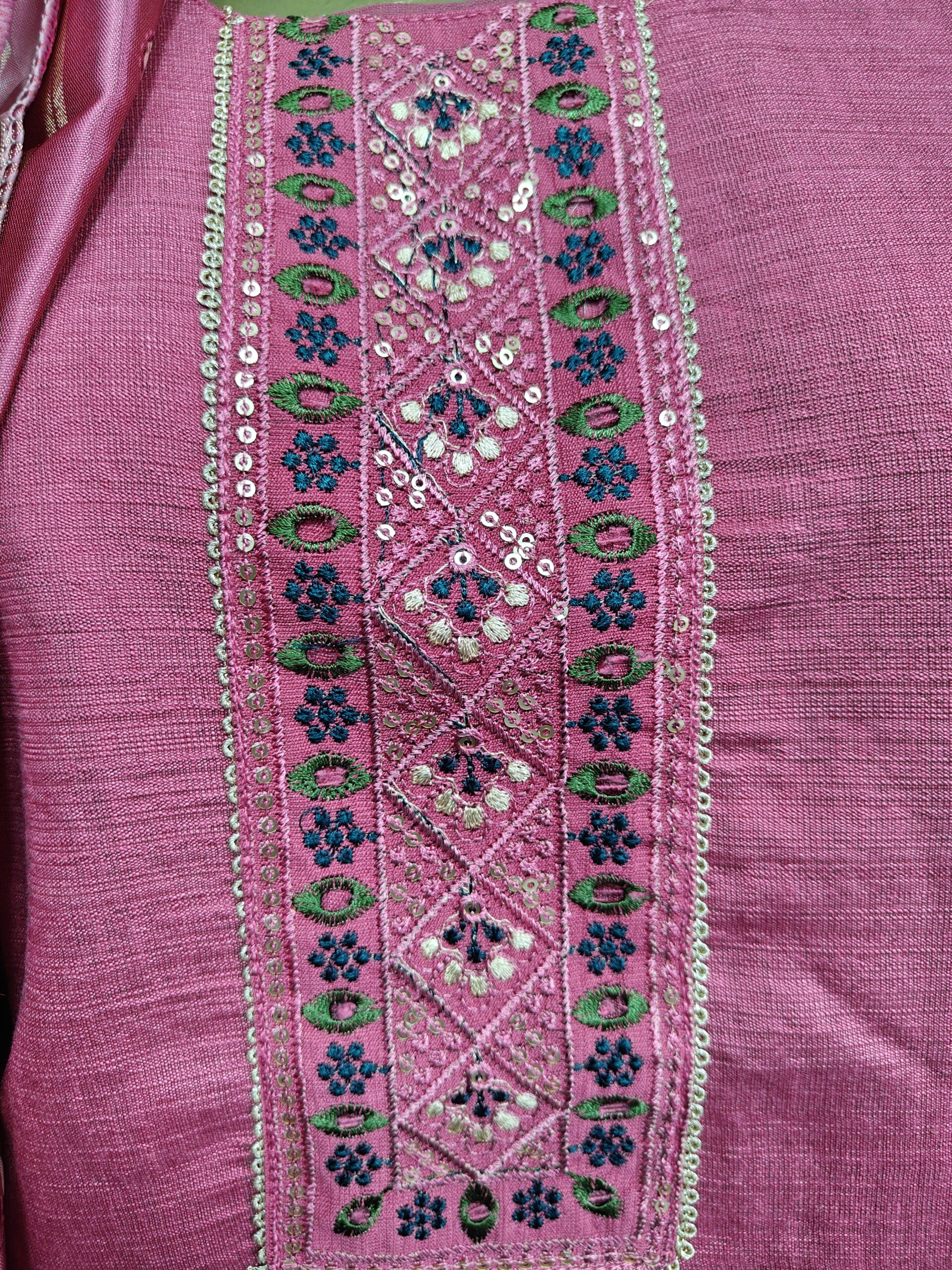 Rani Pink Embroidered Kurti Pant Dupatta Set | Elegant Ethnic Wear for Women - Image 4