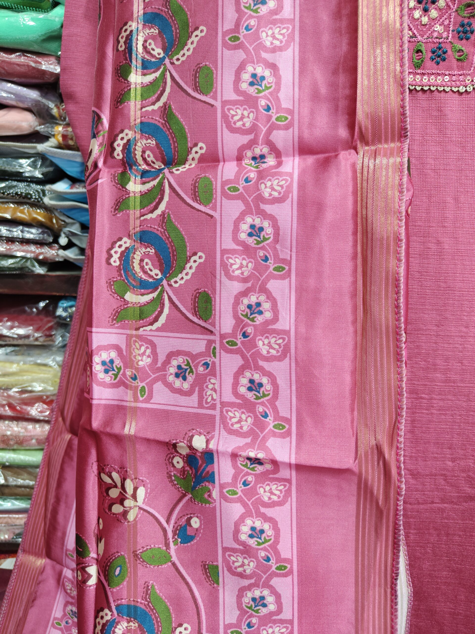 Rani Pink Embroidered Kurti Pant Dupatta Set | Elegant Ethnic Wear for Women - Image 5