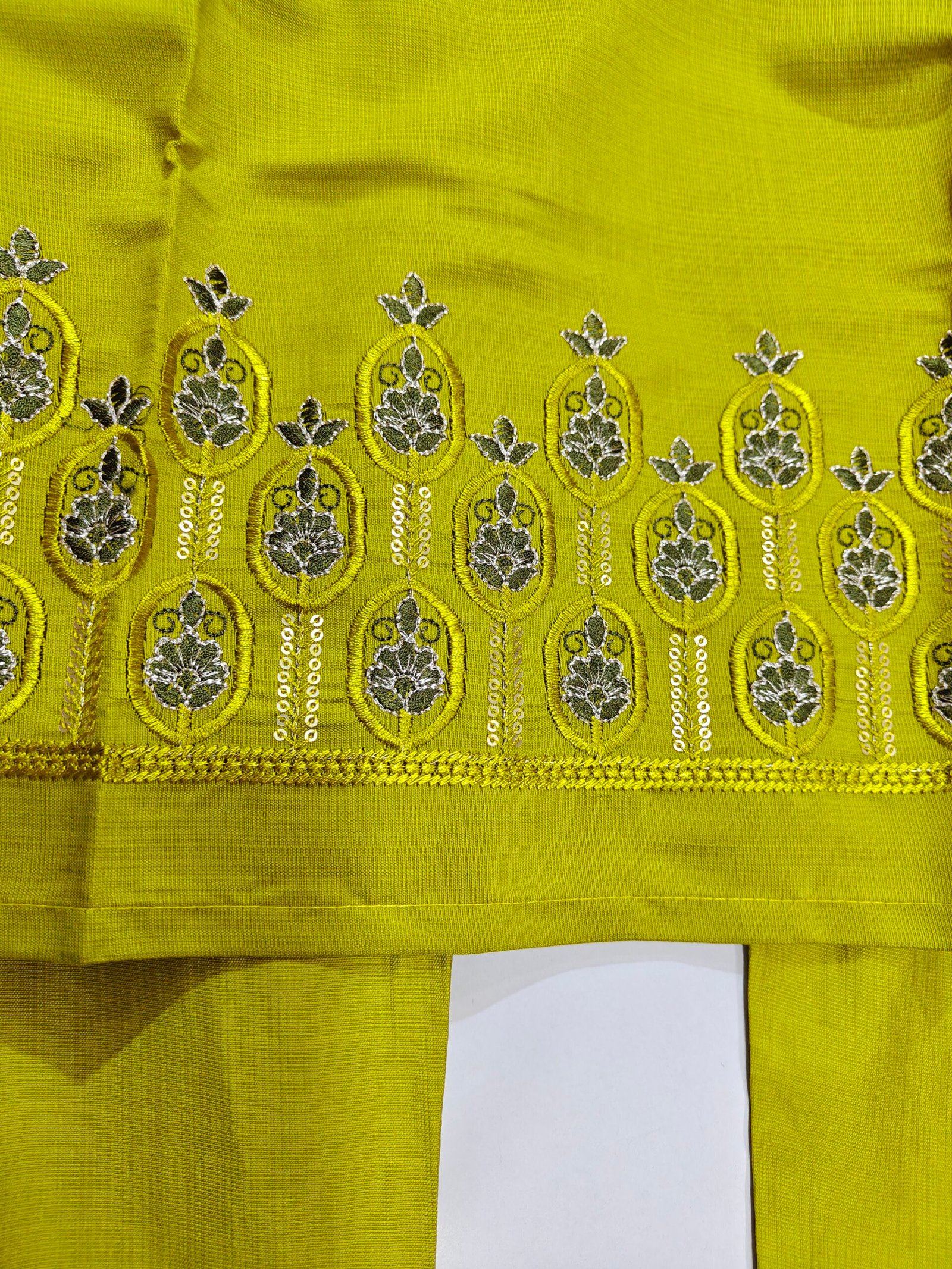 Lime Green Embroidered Kurti Plazo Set with Printed Dupatta - Image 4