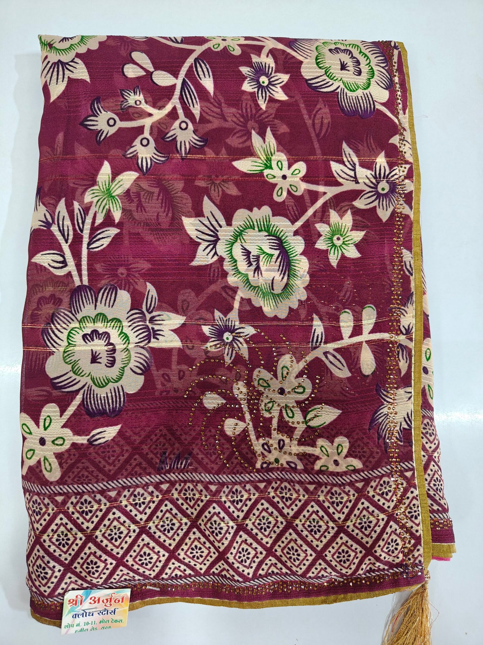 Navy Blue Floral Printed Saree for Women | Soft Georgette Printed Saree with Designer Border | Elegant Daily & Party Wear Saree - Image 7