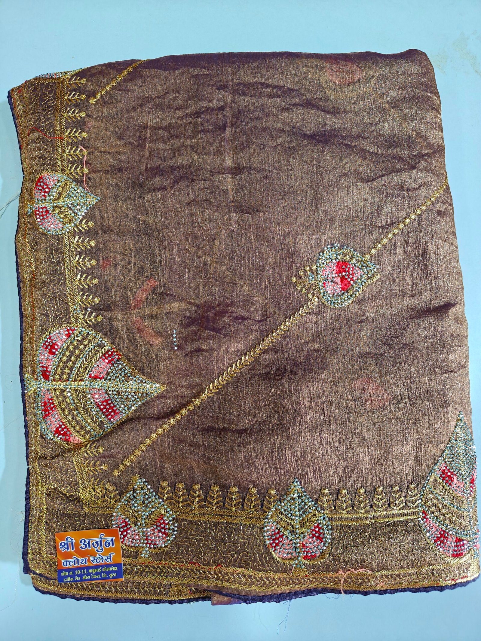 Mustard Yellow Designer Tissue Silk Saree for Women | Heavy Hand Embroidery, Stone Work & Cutwork Border Party Wear Saree - Image 10