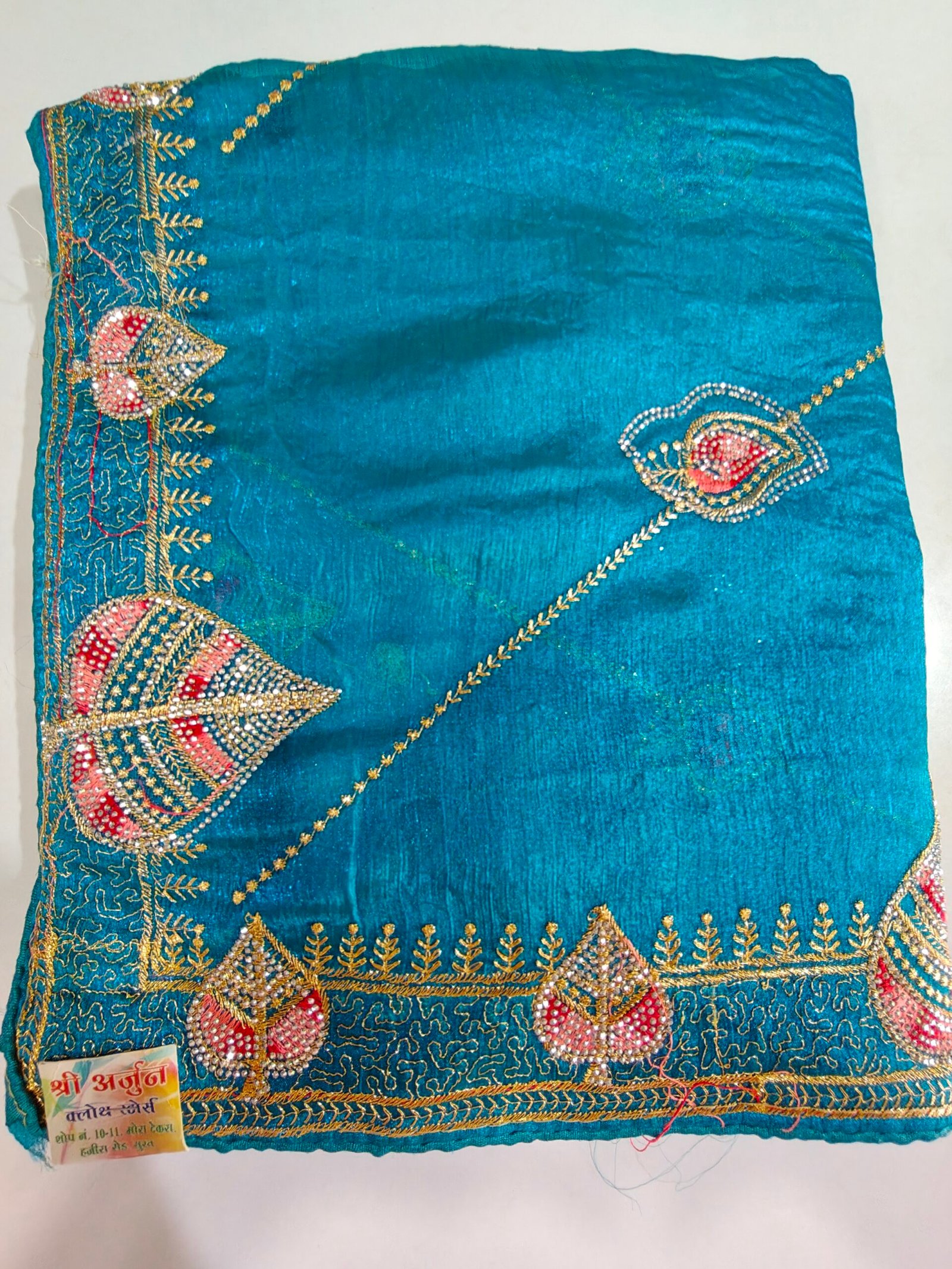Mustard Yellow Designer Tissue Silk Saree for Women | Heavy Hand Embroidery, Stone Work & Cutwork Border Party Wear Saree - Image 13