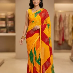 multicolor bandhej saree