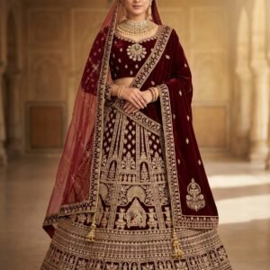 maroon wedding lehenga