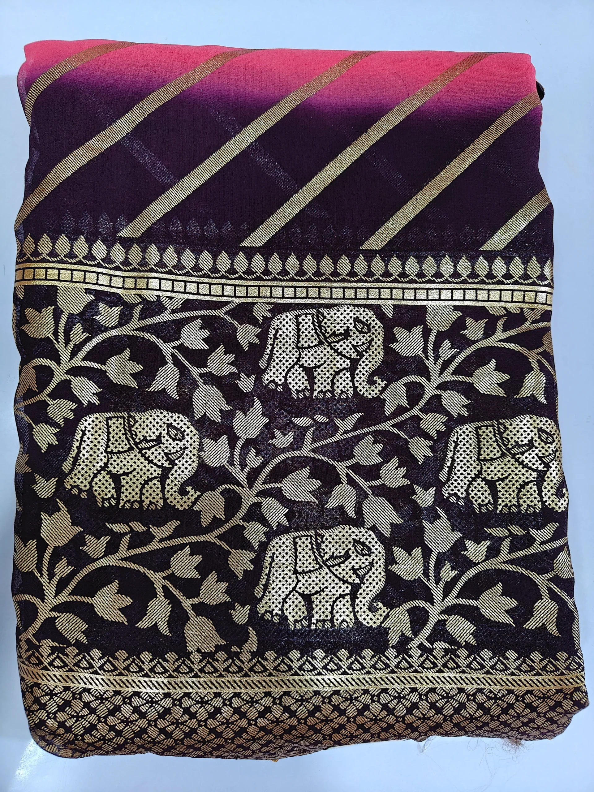 Green Golden Leheriya Saree for Women | Banarasi Border Designer Saree | Elegant Party Wear Traditional Saree - Image 7