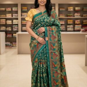 Brasso printed saree with traditional motifs and stone work